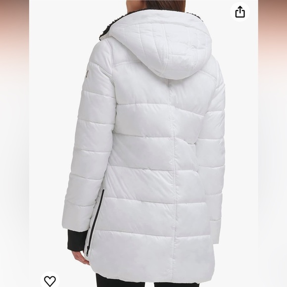 Kennet Cole New York Women’s Winter Puffer Jacket Hooded Colour White/Black - Picture 4 of 13